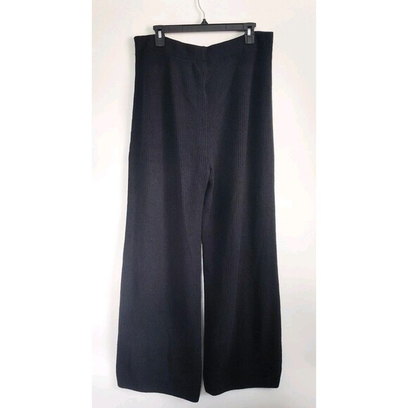 New Gap Large Pants CashSoft Shaker-Stitch Sweater Black Cotton Wide Leg Pull On - Picture 10 of 16